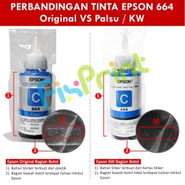 Tinta Refill Epson Original Ori 664 t6642 Cyan 70ml, , Printer L110 L120 L210 L220 L300 L310 L350 L355 L360 L365 L380 L405 L455 L485 L550 L555 L565 L100 L200